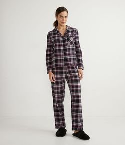 Pijama Longo em Flanela com Estampa Xadrez