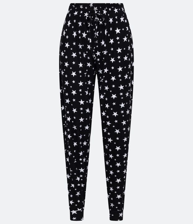 Pantalón de Pijama con Estampado de Estrellas Negro 4