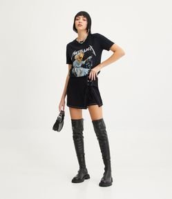 Short Saia em Ponto Roma com Ilhós e Amarração Pesponto Contrastante