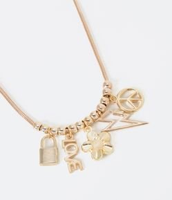 Colar Curto em Metal com Pingentes Diversos