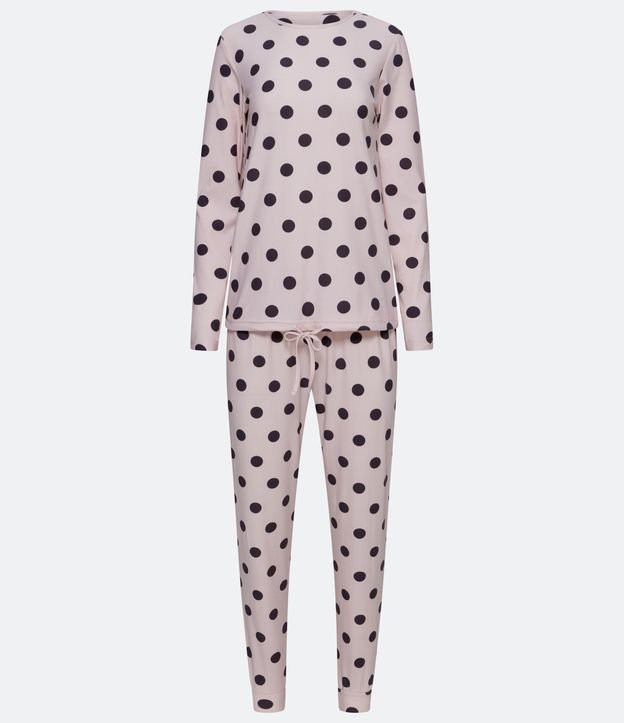 Pijama Largo con Estampado Lunares Pantalón Jogger y Tacto Suave Rosado 6