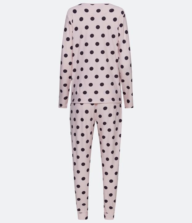 Pijama Largo con Estampado Lunares Pantalón Jogger y Tacto Suave Rosado 7
