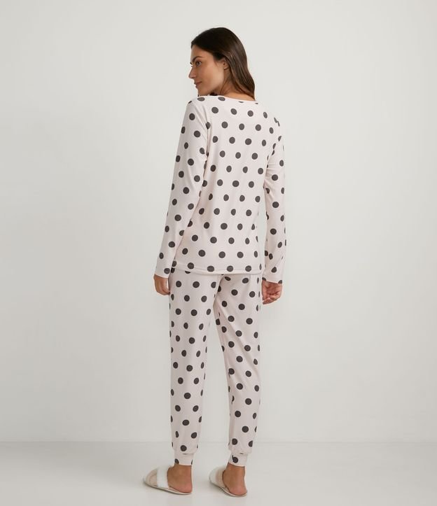 Pijama Largo con Estampado Lunares Pantalón Jogger y Tacto Suave Rosado 2