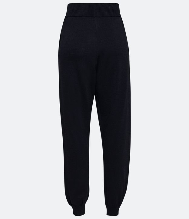 Pantalón en Tejido de Punto con Amarre en la Cintura Negro 6