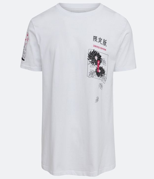 Camiseta Silk Gueixa Peito, Costas e Manga Branco 7