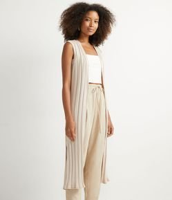 Colete Alongado em Tricô com Abertura Total