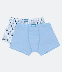 Kit 2 Cuecas Boxer Infantil com Estampa de Âncoras - Tam P ao GG