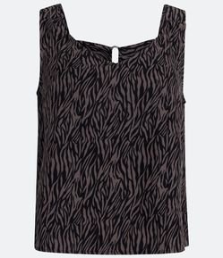 Blusa Regata com Alça Larga e Estampa Animal Print Zebra