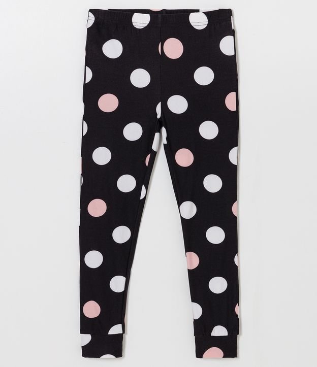 Pijama Largo Infantil con Estampado Lunares - Talle 5 a 14 años Negro 3