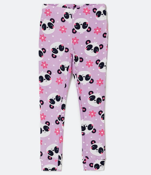Pijama Largo Infantil con Estampado de Pandas - Talle 4 a 14 años Violeta 2