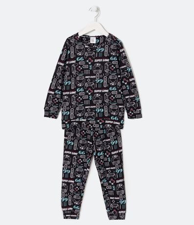 Pijama Longo Infantil com Estampa de Games - Tam 5 a 14 anos Menor preço em Pijama Longo Infantil com Estampa de Games - Tam 5 a 14 anos