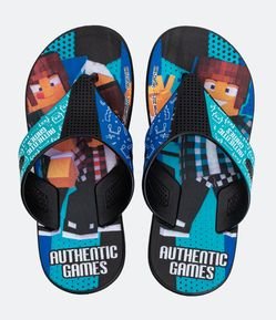 Chinelo Infantil com Estampa de Authentic Games Azul - Tam 25 ao 36