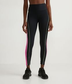 Calça Legging Esportiva em Poliamida Recorte Laterais e Vivos Contrastantes