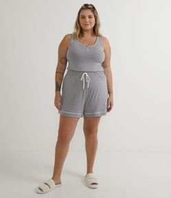 Pijama Curto em Viscose com Vivos Contrastantes Sem Estampa Curve & Plus Size