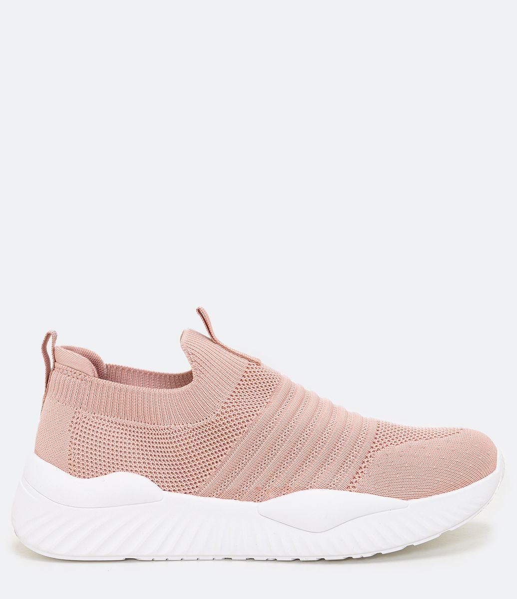 Tênis Knit Slip on Rosa