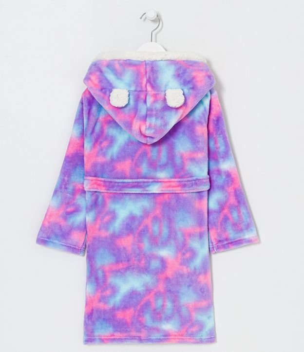 Bata de Baño Infantil en Fleece Tie Dye con Capucha Forrada - Talle P a GG Multicolores 2