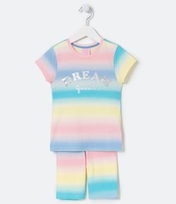 Pijama Infantil Curto com Dip Dye Candy Color - Tam 5 a 14 anos