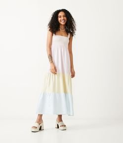 Vestido Midi em Cotton Xadrez com Babados Maria na Saia