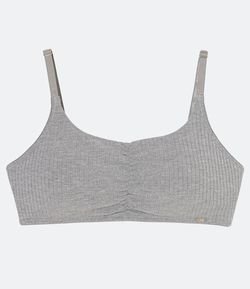 Sutiã sem Bojo em Viscose Canelada com Franzido na Frente