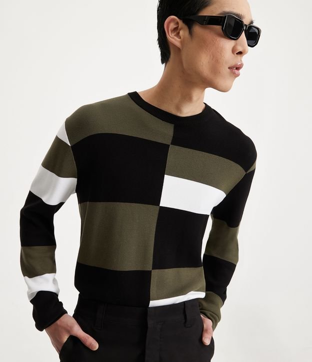 Buzo Suéter en Viscosa Jacquard con Estampa Geométrica Verde 2
