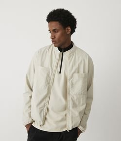 Jaqueta Bomber em Poliamida com Bolsos