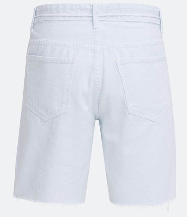 Bermuda Slim em Jeans Destroyed Branco 7