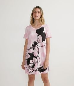 Camisola Curta em Viscolycra com Estampa Mickey e Minnie