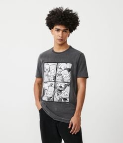 Camiseta Manga Curta Marmorizada Estampa Bart e Krusty