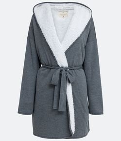 Roupão Curto em Sherpa com Capuz