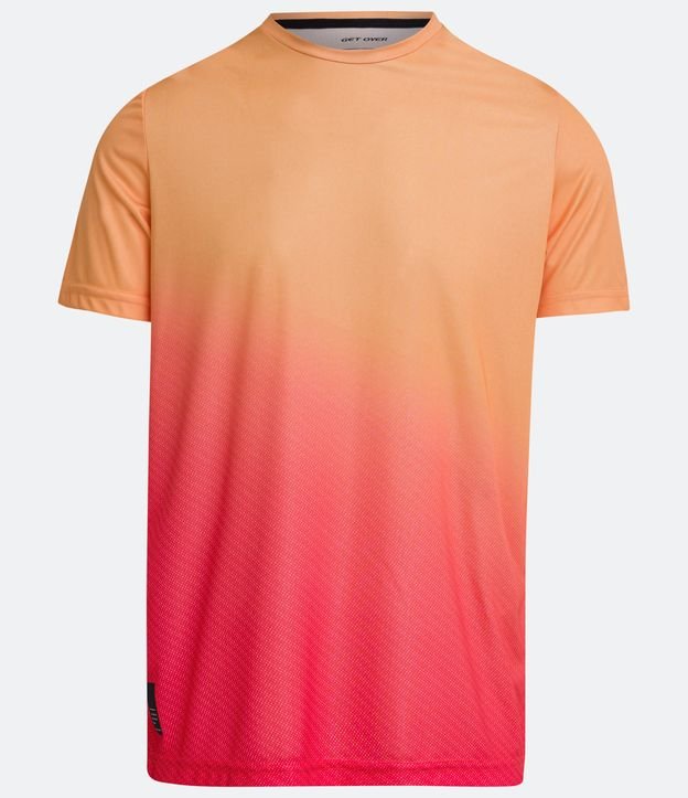Camiseta Esportiva com Estampa Degradê e Etiqueta na Barra Laranja 6