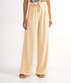 Calça Pantalona Clochard em Linho com Faixa para Amarração