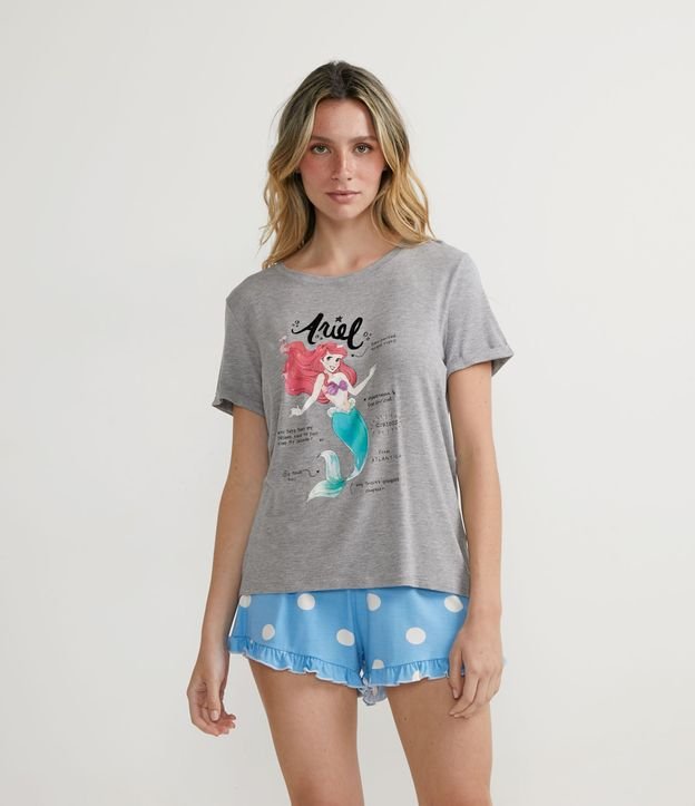 Pijama Curto em Viscolycra com Estampa da Ariel