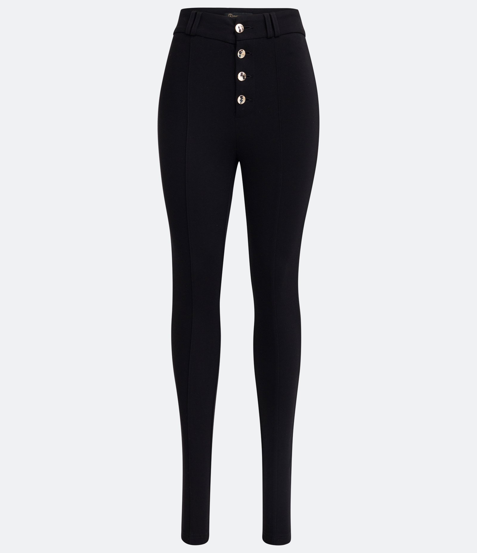 Calça Legging em Ponto Roma com Botões Metalizados Frontais Preto 4