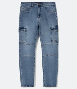 Calça Skinny em Jeans com Bolsos Cargo e Recorte nos Joelhos