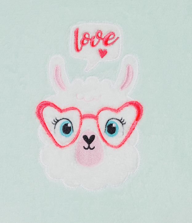 Pijama Largo Infantil Fleece Llama Love - Talle 5 a 14 años Verde 2