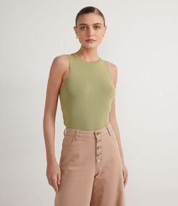 Blusa Regata em Tricô com Ondinhas