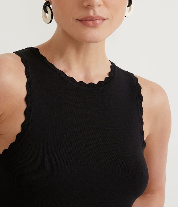 Blusa Musculosa de Punto com Detalle en las Sisas Negro 3