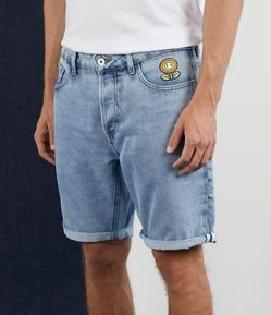 Bermuda Slim em Jeans com Patches Super Mario