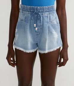 Short Runner Jeans com Cordão na Cintura