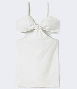 Vestido Curto em Sarja com Aberturas nas Laterais