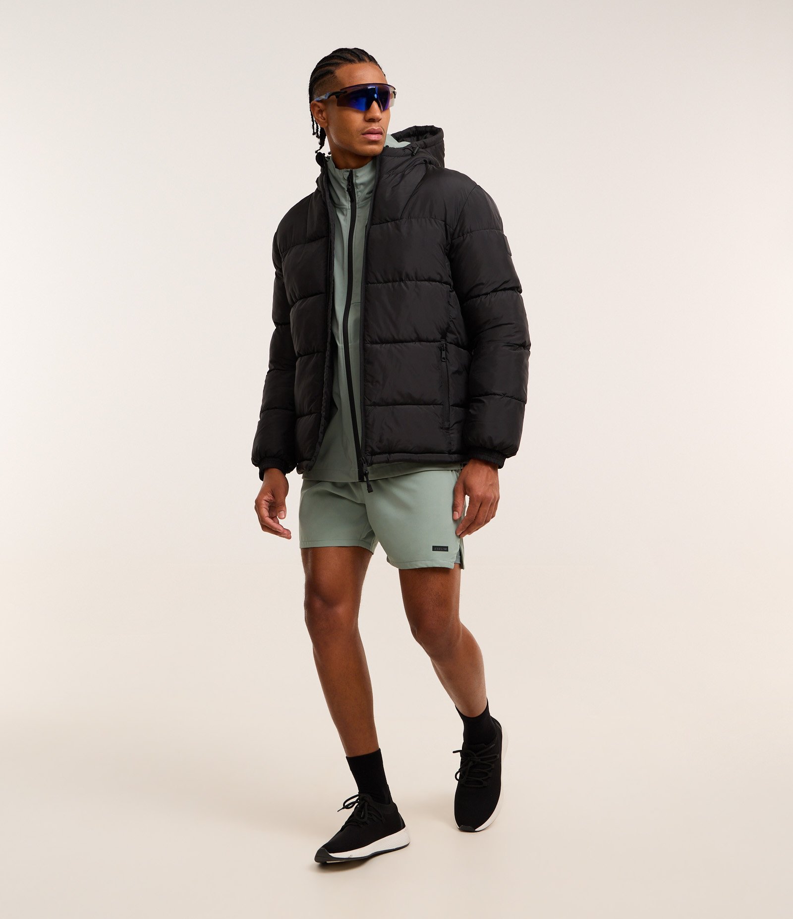 Jaqueta Puffer Esportiva com Bolsos com Zíper Preto 2