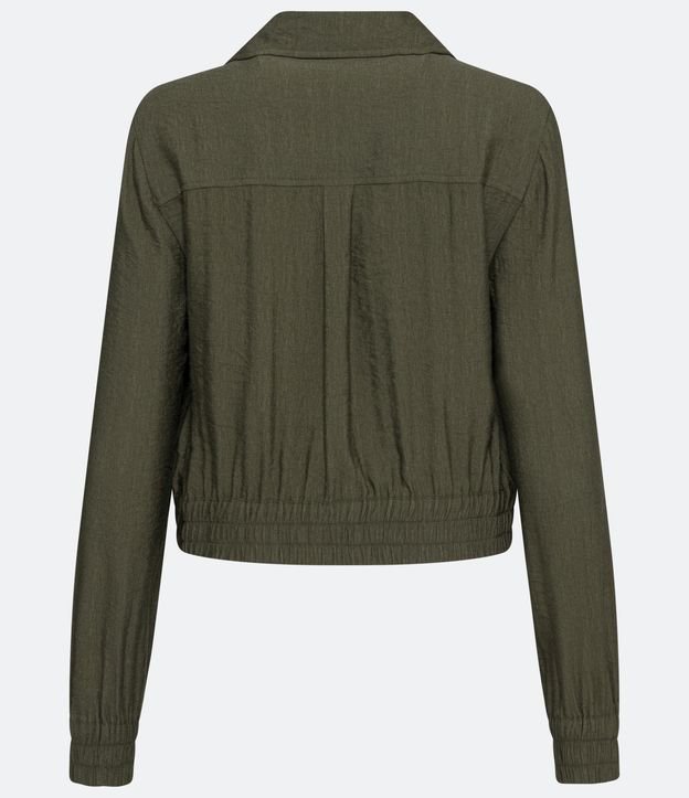 Chaqueta Bomber en Viscosa con Elástico en las Mangas y en la Barra Verde 6