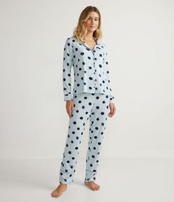 Pijama Americano Largo en Viscolycra con Estampado Poá