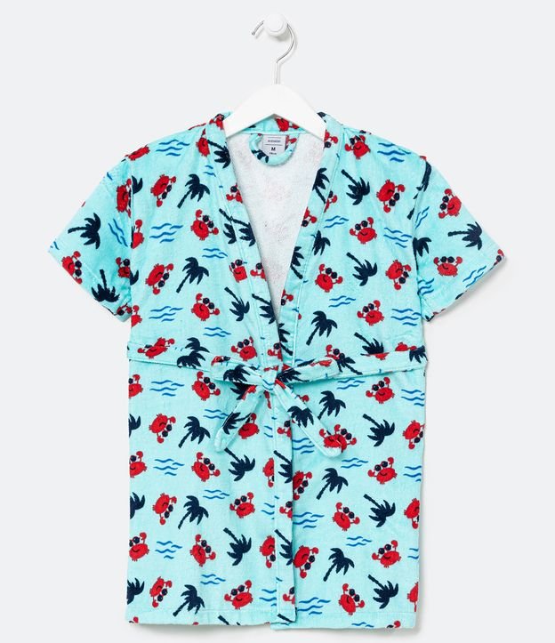 Roupão Infantil com Estampas de Caranguejos - Tam P ao GG