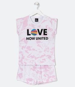 Pijama Infantil Curto com Estampa Tie Dye e Logo Now United - Tam 5 a 14 anos