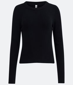 Blusa Básica em Viscose Canelada com Fenda na Lateral