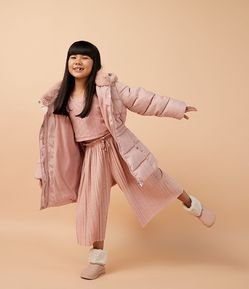 Calça Infantil Plissada com Fio Metalizado - Tam 5 a 14 anos