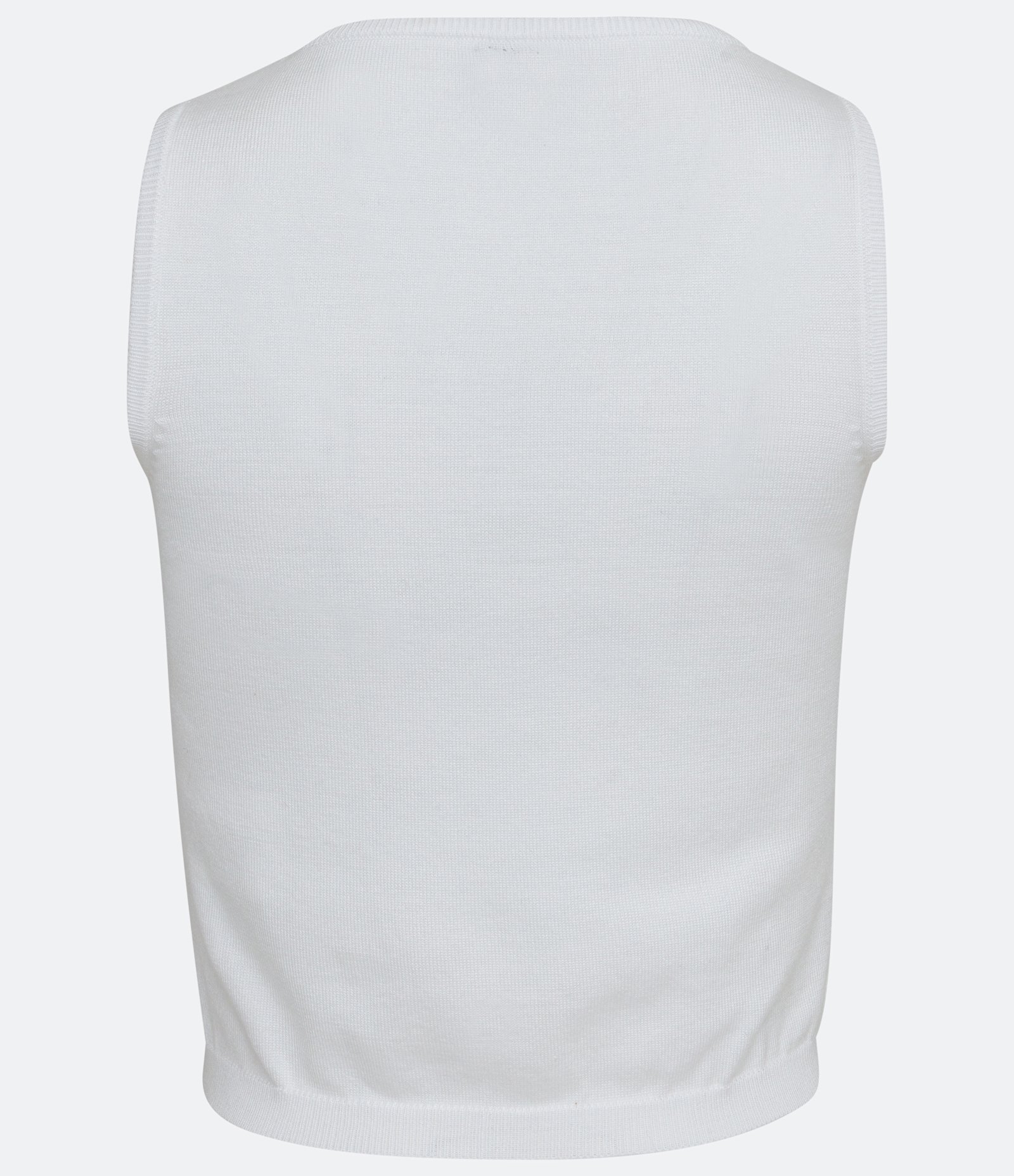 Blusa Cropped Sem Manga em Tricô com Corações Bordados Off White 5