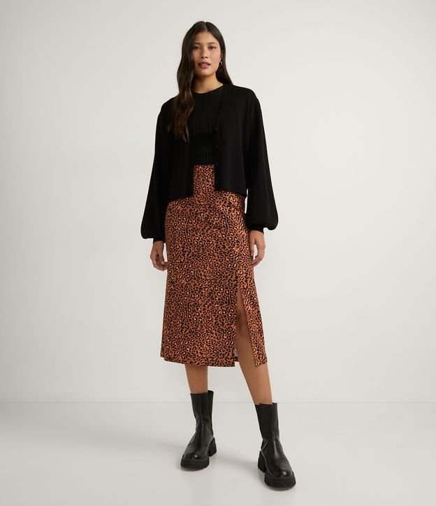 Chaqueta Corta de Punto con Manga Abullonada y Botones Forrados Negro 4