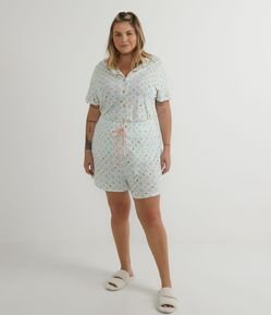 Pijama Americano Curto em Viscose com Estampa Xadrez Vichy com Frutinhas Curve & Plus Size